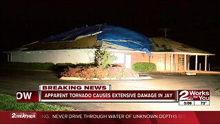Apparent tornado causes extensive damage in Jay