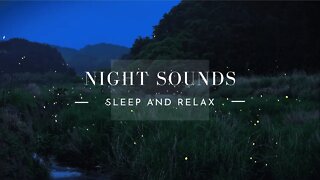NIGHT SOUNDS- crickets, water, owl, fireflies- Nature Noise- Stress Relief, Relax, Meditation, Sleep