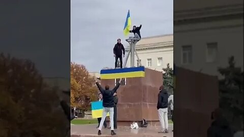 🇺🇦GraphicWar18+🔥Kherson Ukraine Flags Flying High - Glory to Ukraine Armed Forces(ZSU) #shorts