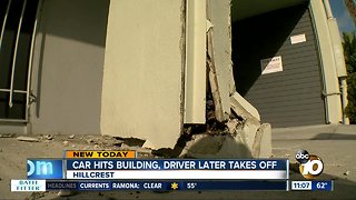 Car hits building in Hillcrest