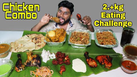Unlimited Chicken Combo Eating Challenge | Chicken Biryani Fried Rice Noodles Tandoori And BBQ