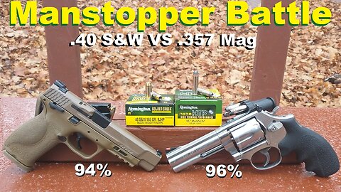 Manstopper Battle - .40 S&W VS .357 Magnum - Remington Golden Saber & HTP - Winter Clothing Gel Test