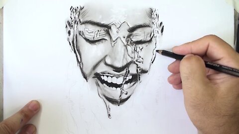 Drawing: Hyper Realistic Drawing of Water Face