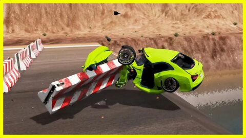 TruckFails | Cars vs Concrete Barrier | BeamNG.Drive |TrucksFails