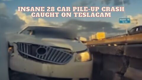 INSANE 28 CAR PILE-UP CRASH CAUGHT ON TESLACAM