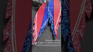 FOURTH OF JULY, 4 inch, leather feather earrings