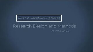 Research Methods- Week 3 Video Introduction