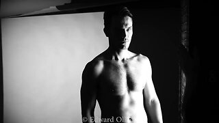 Photoshoot Edward Olive making of Aleksei Tiurin top male fitness fashion supermodel Madrid studio