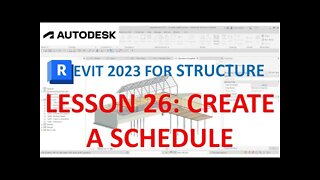 REVIT 2023 STRUCTURE: LESSON 26 - CREATE A SCHEDULE
