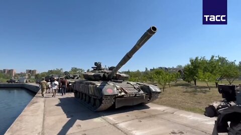 An exhibition of captured Ukrainian equipment and weapons in Mariupol