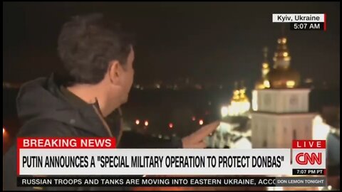 CNN Live Shot Interrupted By Explosions In Kiev