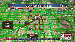 Highway shutdowns after semi truck in Tulsa