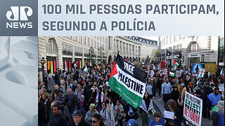 Manifestantes protestam a favor da Palestina em Londres