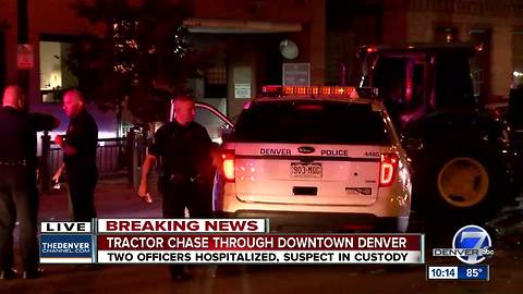 John Deere tractor leads police on a chase through downtown Denver