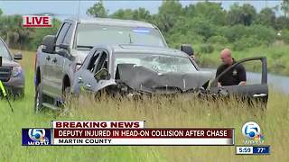 Police chase ends with Martin County deputy injured in head on collision