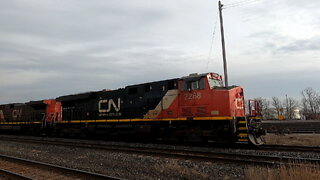 CN 2288 & CN 2651 Engines Manifest Train Westbound In Ontario