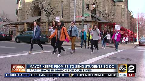 Baltimore Mayor keeps promise to send students to March For Our Lives