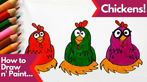 How to draw and paint Chickens from Lottie Dottie Chicken