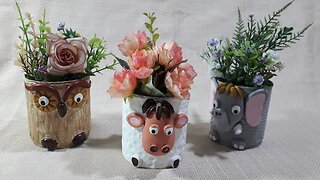 DIY - CACHEPÔS COM LATINHAS DE CONSERVA - DECORAÇÃO DE ANIMAIS COM MASSA DE BISCUIT @lucibuzo