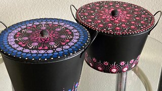 Dollar Tree DIY Mandala Dot Painted Pail