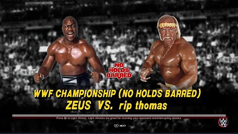 No Holds Barred Rip Thomas vs Zeus for the World Wrestling Federation Heavyweight Championship