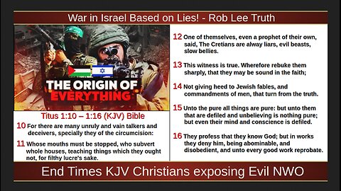 War in Israel Based on Lies! - Rob Lee Truth