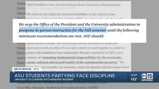ASU students partying face discipline