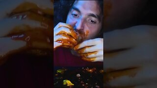 ASMR Fire Sauce Cheese Burger ! * mukbang no talking * #food