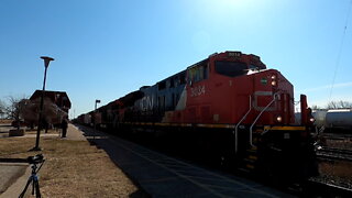 CN 3034 CN 3173 & BNSF 6851 Engines Manifest Train Westbound In Ontario