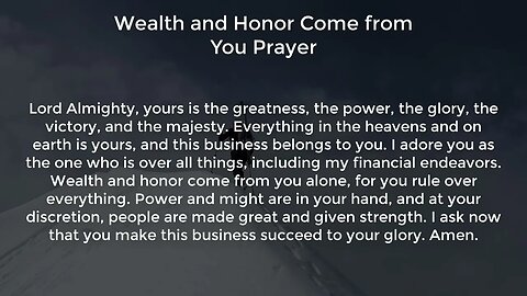 Wealth and Honor Come from You Prayer (Prayer for Success and Prosperity in Business)