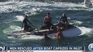 Men rescued after boat capsizes