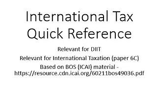 International taxation Quick Referencer