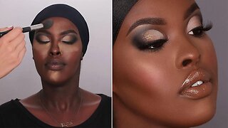 GLAM MAKEUP TRANSFORMATION ON DARK SKIN | An Knook