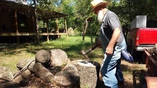 FIREWOOD: How I Split Large Rounds WITHOUT a wood splitter