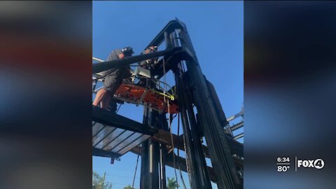 Man stuck in forklift rescued