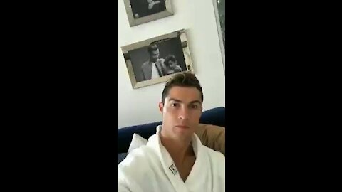 Cristiano Ronaldo waking up and doing his chores!