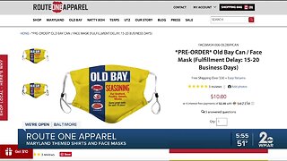 Route One Apparel selling Maryland themed shirts and face masks