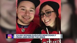 Young woman survives near deadly crash and defies the odds