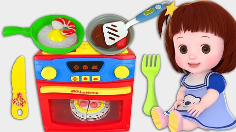 Baby Doli Mart casher and kitchen with oven cooking story