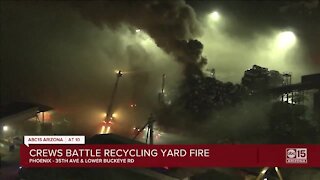 Crews battle large metal recycling yard fire in Phoenix Friday