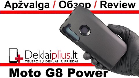 Clear View plastikinis atverčiamas dėklas - juodas (Motorola Moto G8 Power)
