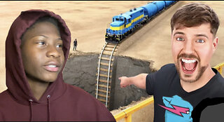 Reacting to mr beast train vs giant pit