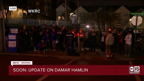 Bills' and Bengals fans gather outside hospital