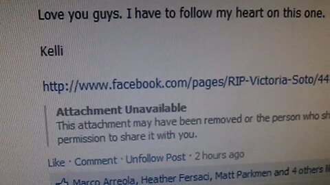 Cover Up Exposed! RIP Victoria Soto Facebook Page Created December 10, 2012!