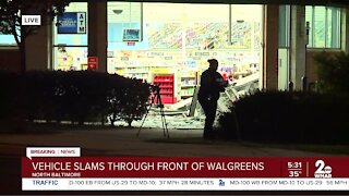 Front of North Baltimore Walgreens severely damaged overnight