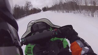 Snowmobile Trail Riding Rose City Michigan (Part 1)