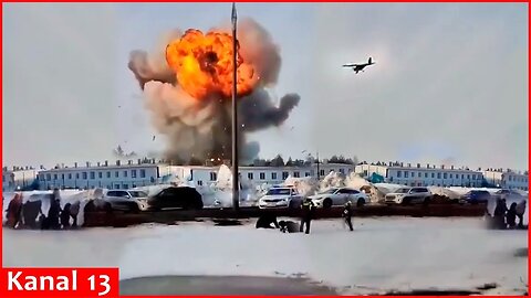 Moment: In Russia there was attack by UAVs on factory, producing Shahed drones - strong explosion