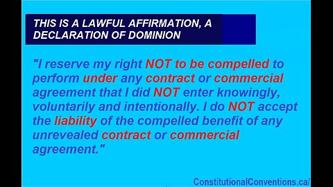 Lawful Affirmation and Declaration of Dominion