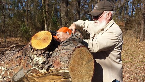 Storm Damage. Sawmill Lumber for the Log Cabin Porch