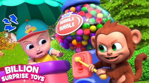 Monkey steals the piggy bank of Johny and the squirrel took away all his gumballs!